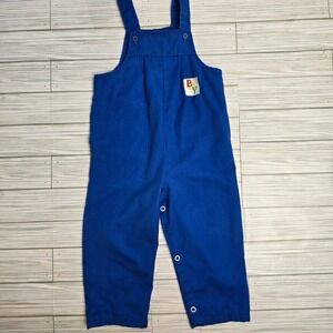 Vintage Buster Brown Baby Blue Overalls 24 Months Toddler Boy Girl Snap Button